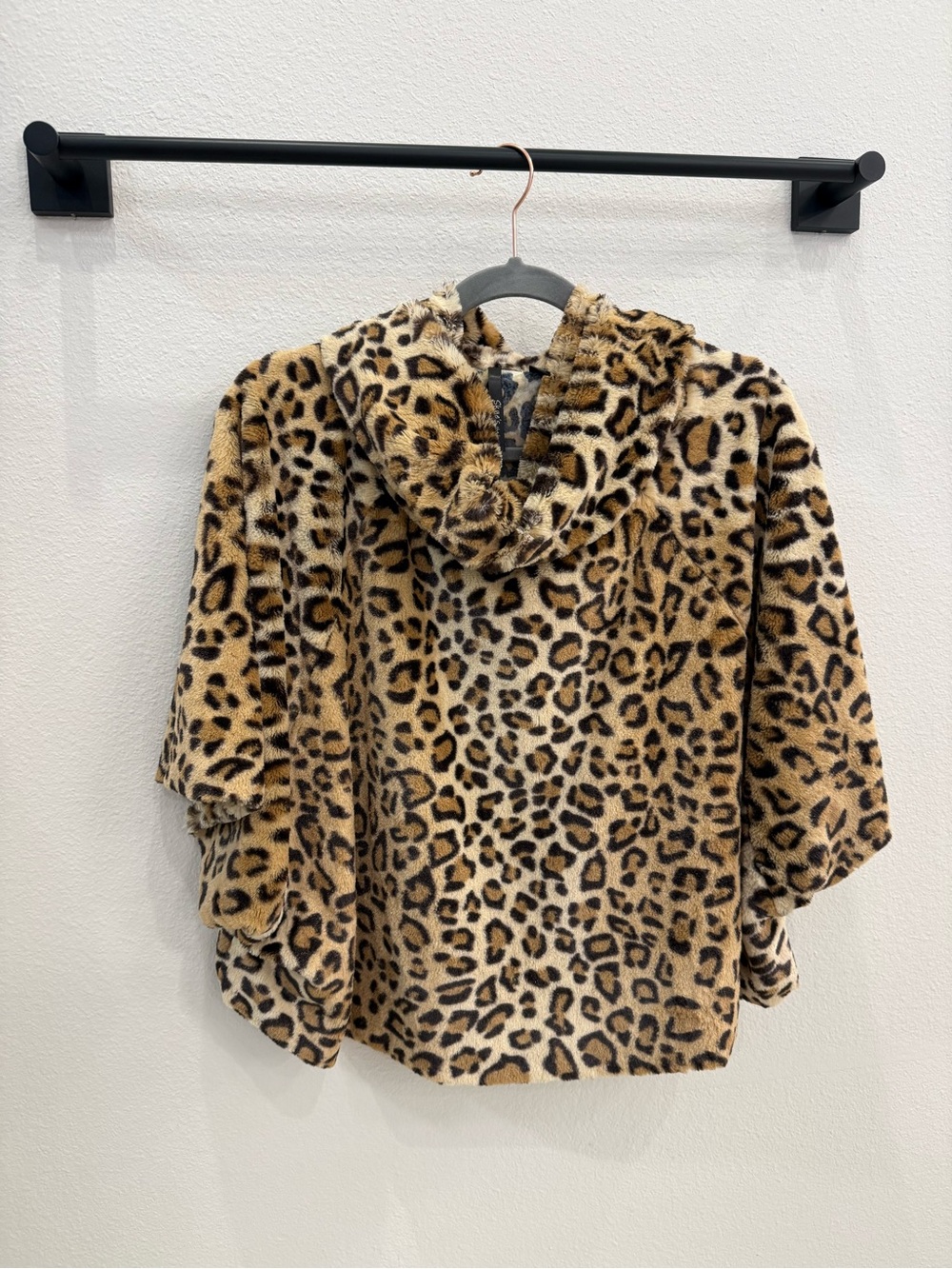 Skye's the Limit Leopard Print Plush Poncho Top